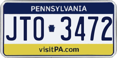 PA license plate JTO3472