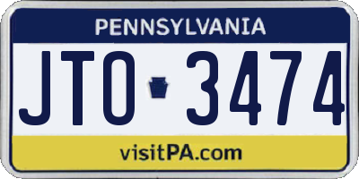 PA license plate JTO3474