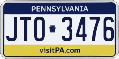 PA license plate JTO3476