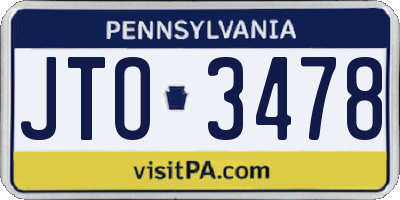 PA license plate JTO3478