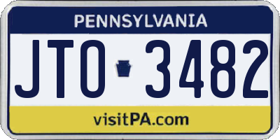 PA license plate JTO3482