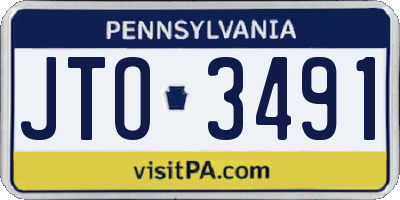 PA license plate JTO3491