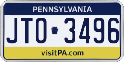 PA license plate JTO3496