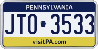 PA license plate JTO3533