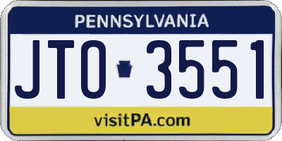 PA license plate JTO3551
