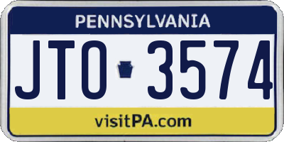 PA license plate JTO3574