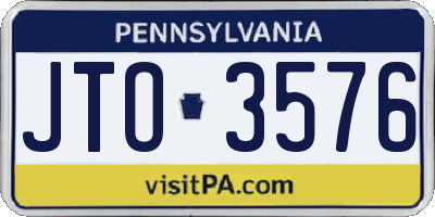 PA license plate JTO3576