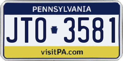 PA license plate JTO3581