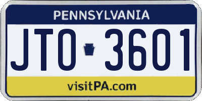 PA license plate JTO3601