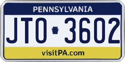 PA license plate JTO3602