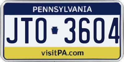 PA license plate JTO3604