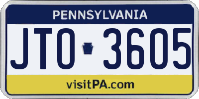 PA license plate JTO3605