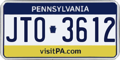 PA license plate JTO3612