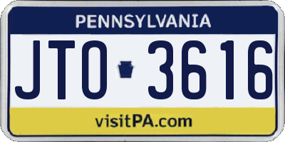 PA license plate JTO3616