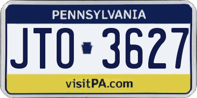 PA license plate JTO3627