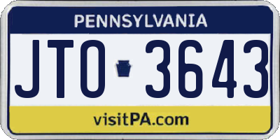 PA license plate JTO3643