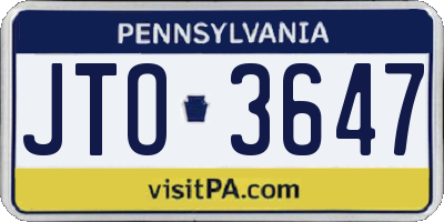 PA license plate JTO3647
