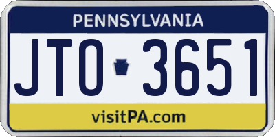PA license plate JTO3651