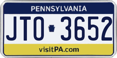 PA license plate JTO3652