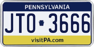 PA license plate JTO3666
