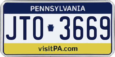 PA license plate JTO3669