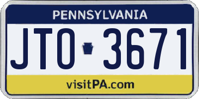 PA license plate JTO3671