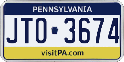 PA license plate JTO3674