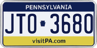 PA license plate JTO3680