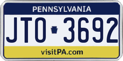 PA license plate JTO3692