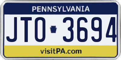 PA license plate JTO3694