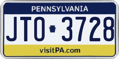PA license plate JTO3728