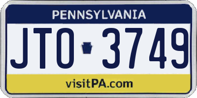 PA license plate JTO3749
