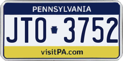 PA license plate JTO3752