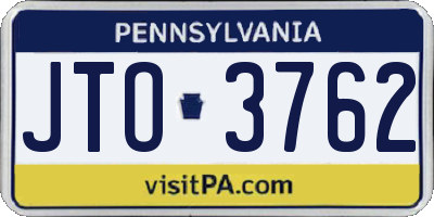 PA license plate JTO3762
