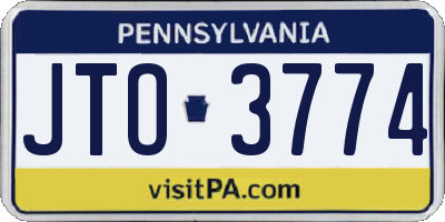 PA license plate JTO3774
