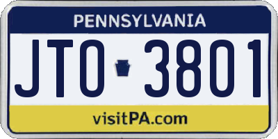 PA license plate JTO3801