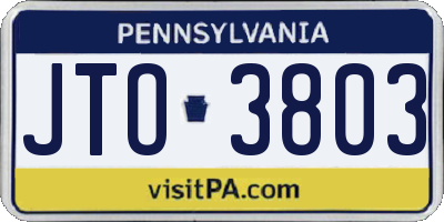 PA license plate JTO3803