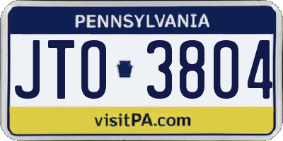 PA license plate JTO3804