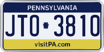 PA license plate JTO3810