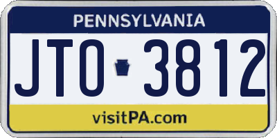 PA license plate JTO3812