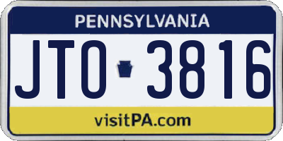 PA license plate JTO3816