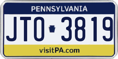PA license plate JTO3819