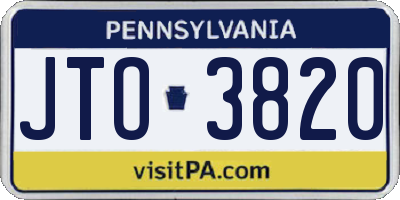 PA license plate JTO3820