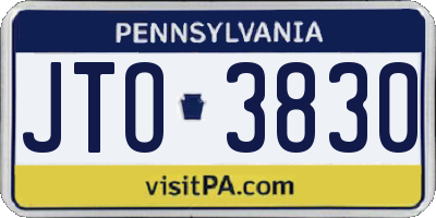 PA license plate JTO3830