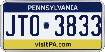 PA license plate JTO3833