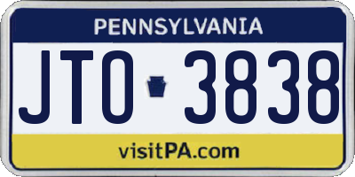 PA license plate JTO3838