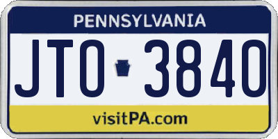 PA license plate JTO3840