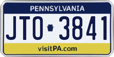 PA license plate JTO3841