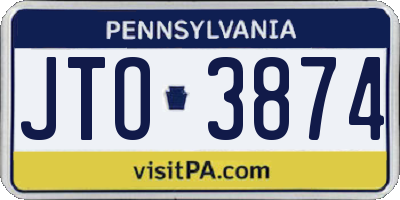 PA license plate JTO3874