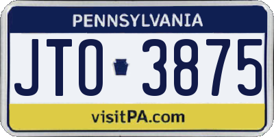 PA license plate JTO3875